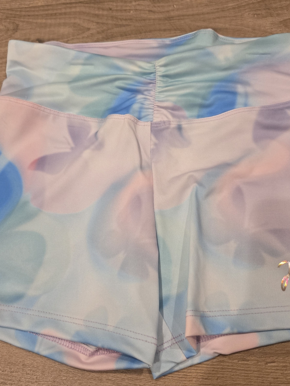🌻 Justice Girls Cinch Waistband Shortie Tie Dye Pastel Butterfly Size L 12/14 - Picture 5 of 10